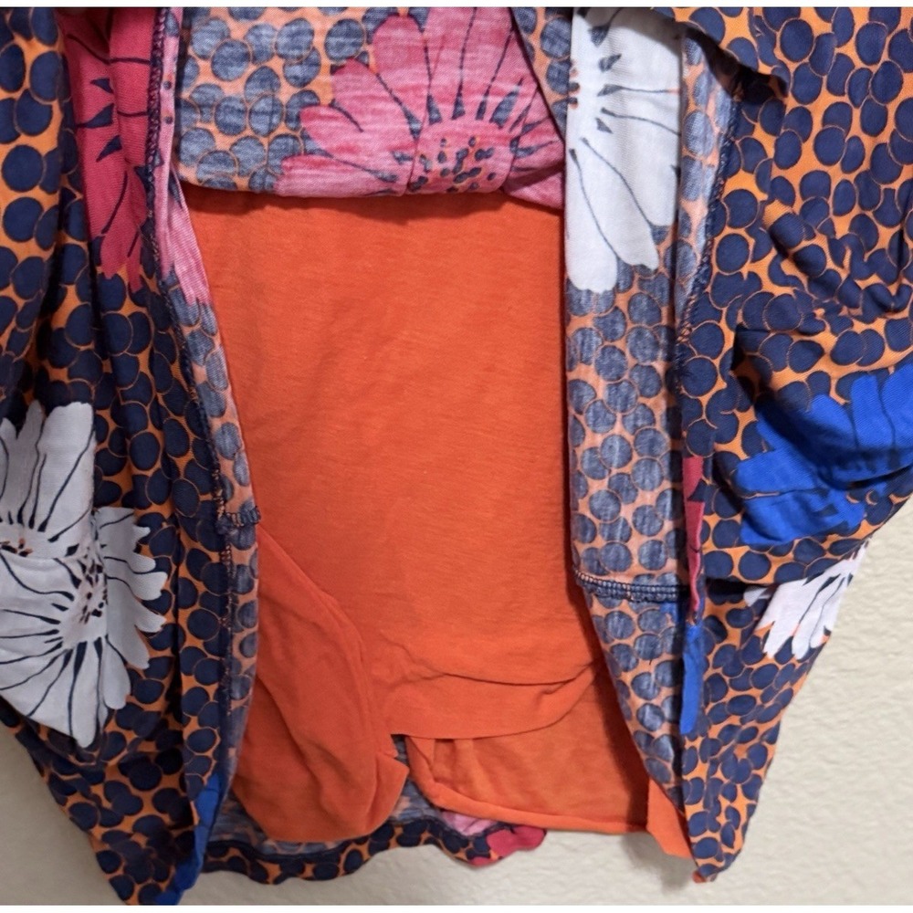 BODEN Dress Floral SZ 10 L Midweight Lined Orange Blue Cinched waist - Picture 5 of 7
